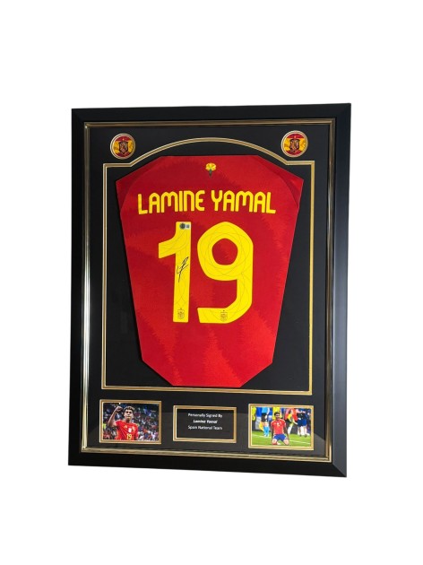 Lamine Yamal's Spain Signed and Framed Shirt