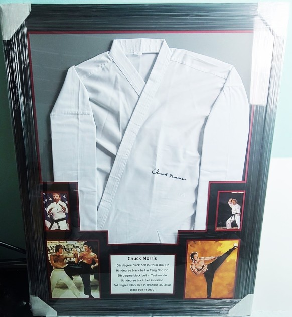 Chuck Norris Signed Karate Uniform Custom Display