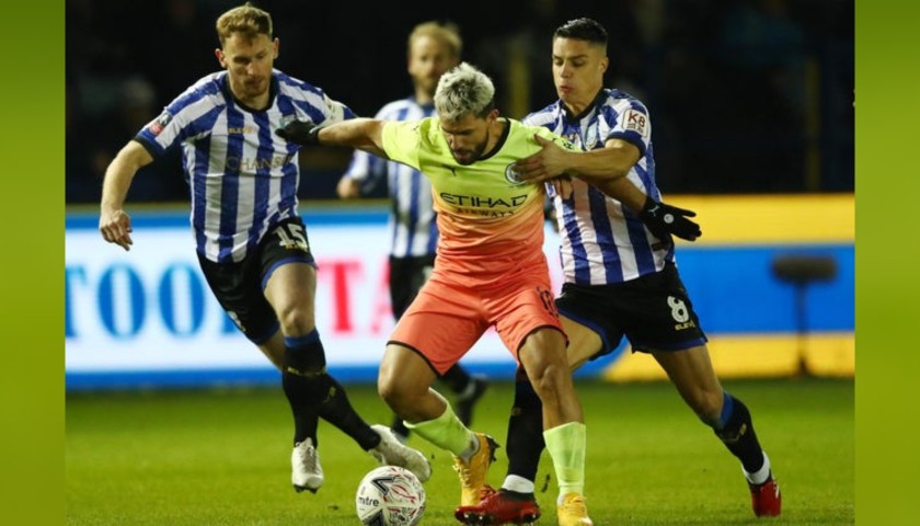 Aguero's Signed Match Shirt, Sheffield Wednesday-Man City 2020 