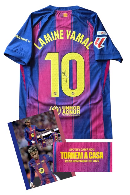 Yamal's Signed Match-Issued Shirt, Barcelona vs Athletic Bilbao 2025 - Special Patch