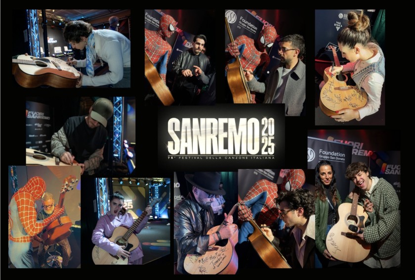 Chitarra autografata dai VIP ospiti di Sanremo 2025