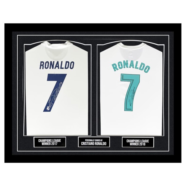 Cristiano Ronaldo's Real Madrid 2017/18 UCL Signed And Framed Shirts