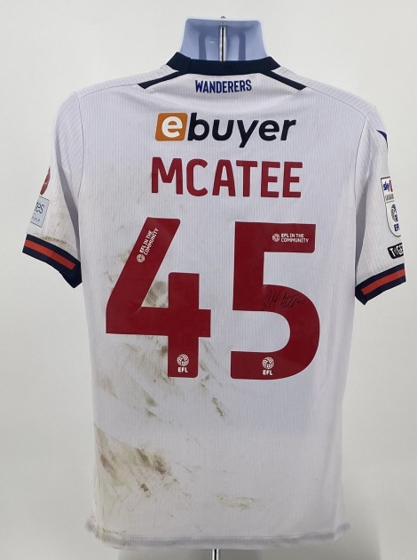 Maglia indossata e autografata dal Bolton Wanderers di John McAtee contro l'Exeter City