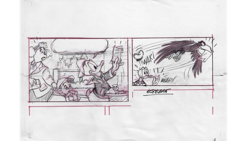 Original Donald Duck Sketchpage Board by Ignasi Calvet Esteban