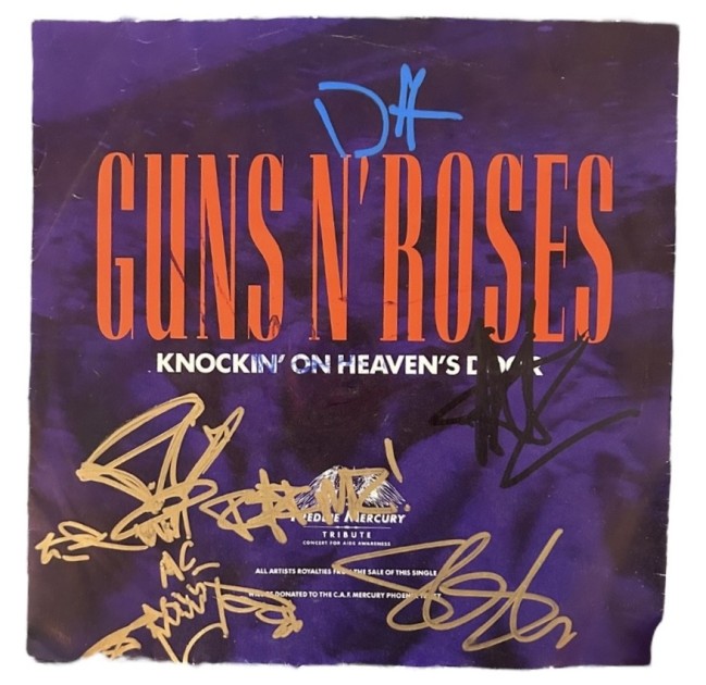 Guns N' Roses Firmato Knockin' On Heaven's Door Vinile 45