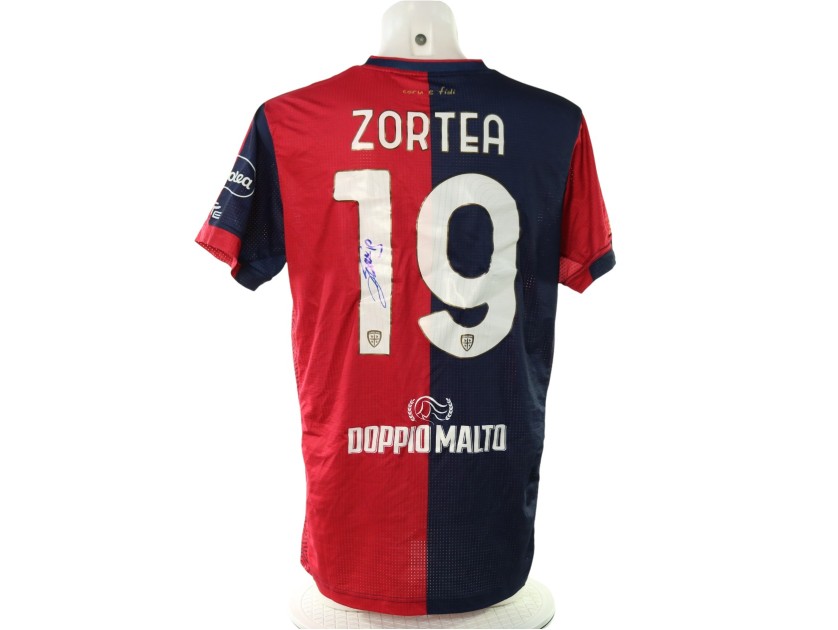 Zortea's Signed Unwashed Shirt, Cagliari vs Milan 2024