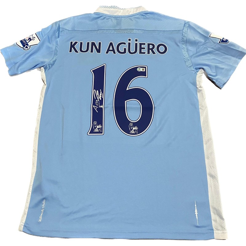 Kun Aguero's Manchester City Signed Replica Shirt