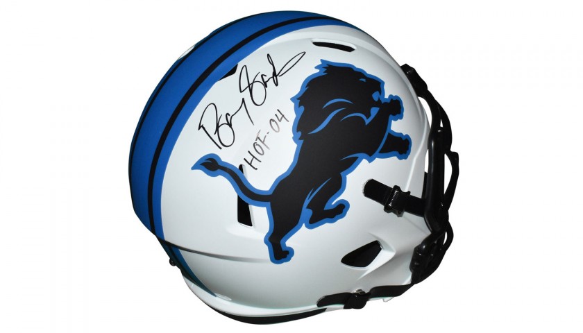 Barry Sanders Detroit Lions Autographed Helmet with HOF 04