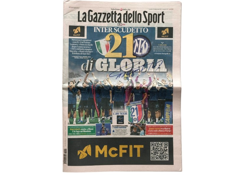 Gazzetta dello Sport 21° Scudetto Inter - Autografata da Lautaro Martinez
