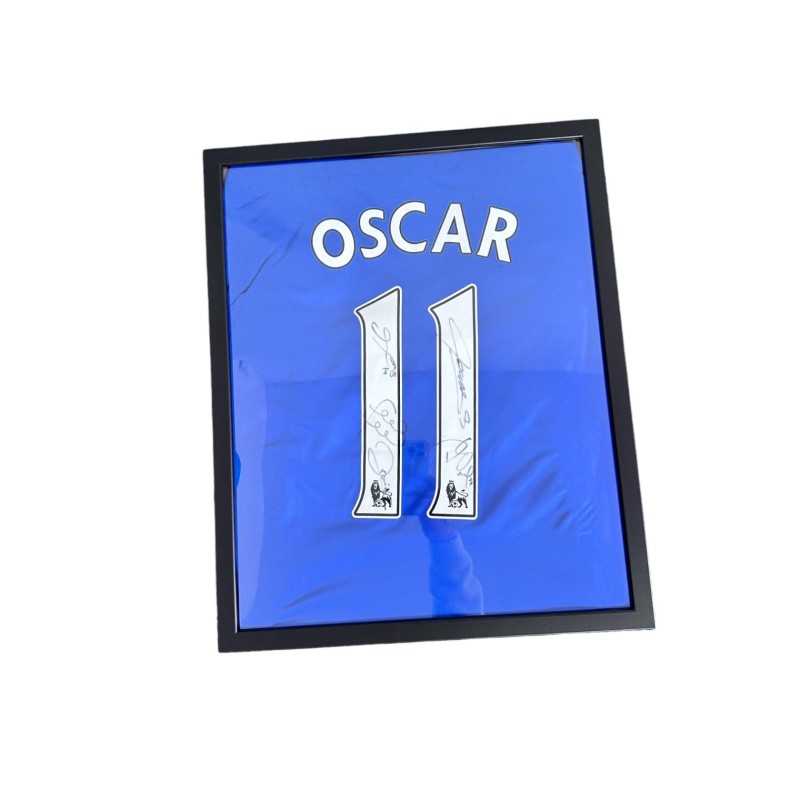 Oscar's Chelsea Official Shirt, 2013/14 - Signed by the players