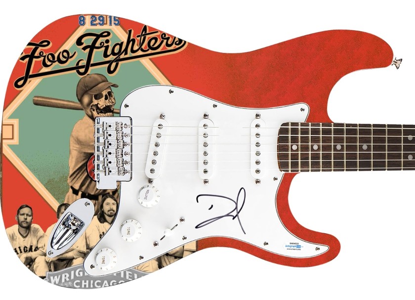 Dave Grohl dei Foo Fighters chitarra grafica con foto firmata
