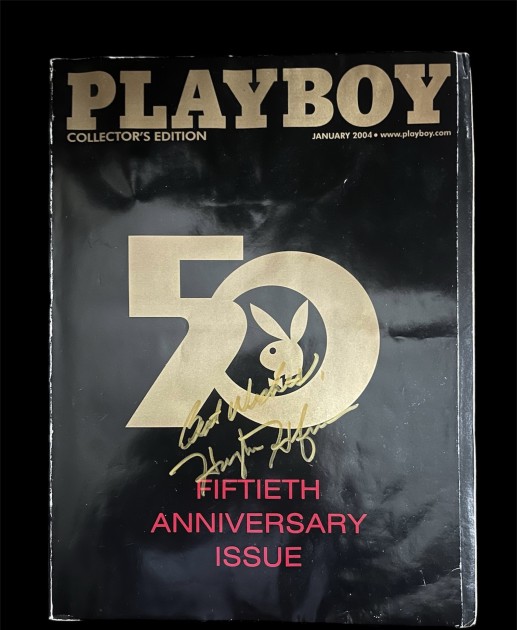 Hugh Hefner Signed Playboy 50th Anniversary Magazine - CharityStars