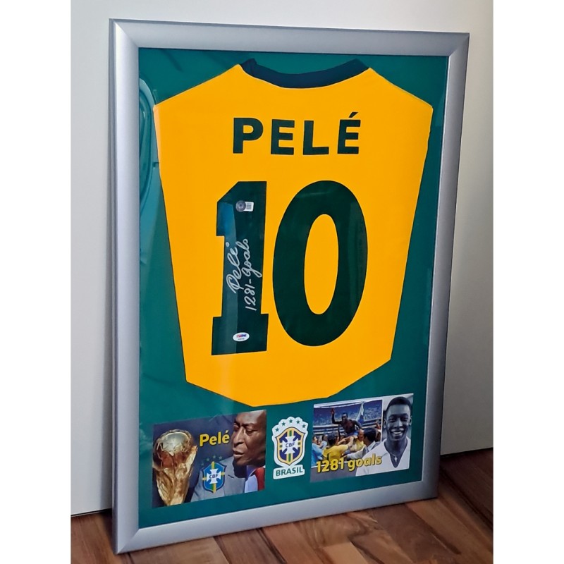 Pelé's Brazil Signed and Framed Shirt - Rare Signature