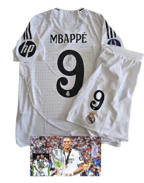 Completo Gara Mbappe Real Madrid vs Atalanta, UEFA Supercup 2024 - Autografato