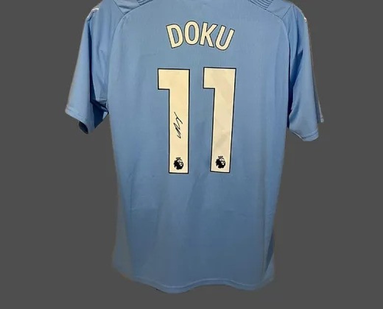 Jeremy Doku's Manchester City 2023/24 Signed Official Shirt