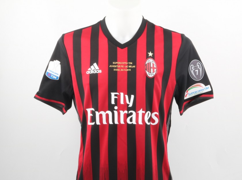 Romagnoli Match Issued Shirt, TIM Supercup Milan-Juventus - Special Sewing