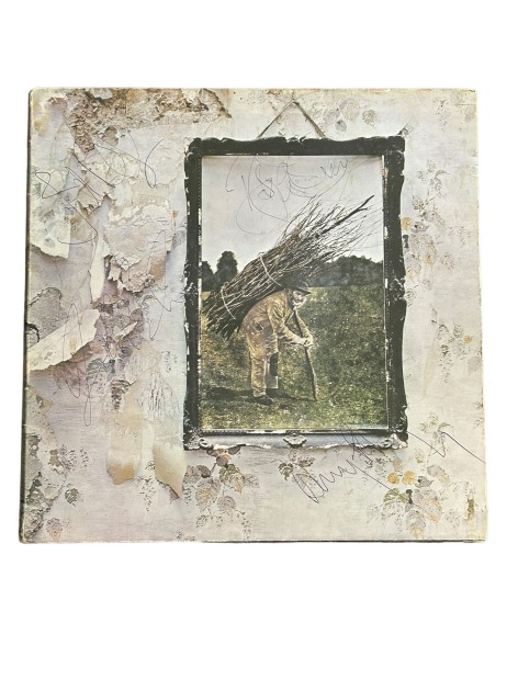 LP in vinile d'epoca "Led Zeppelin IV" firmato dai Led Zeppelin