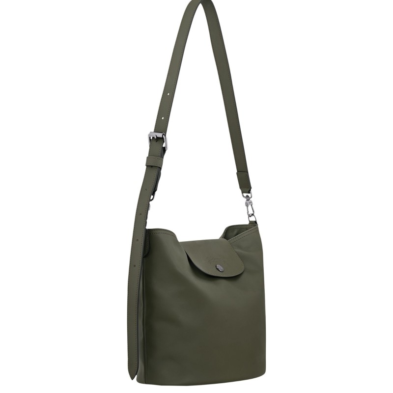 Le Pliage Xtra / Green Leather Crossbody Bucket Bag