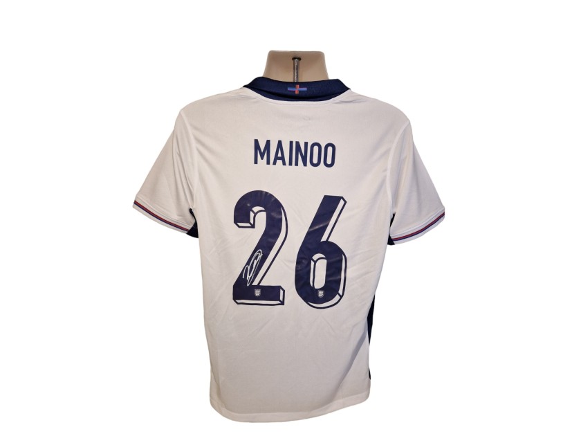 Maglia replica firmata di Kobbie Mainoo per l'Inghilterra 2023/24