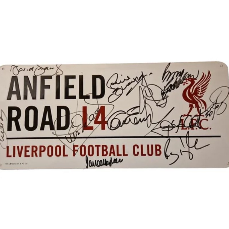 Liverpool Legends Signed Anfield Road Sign