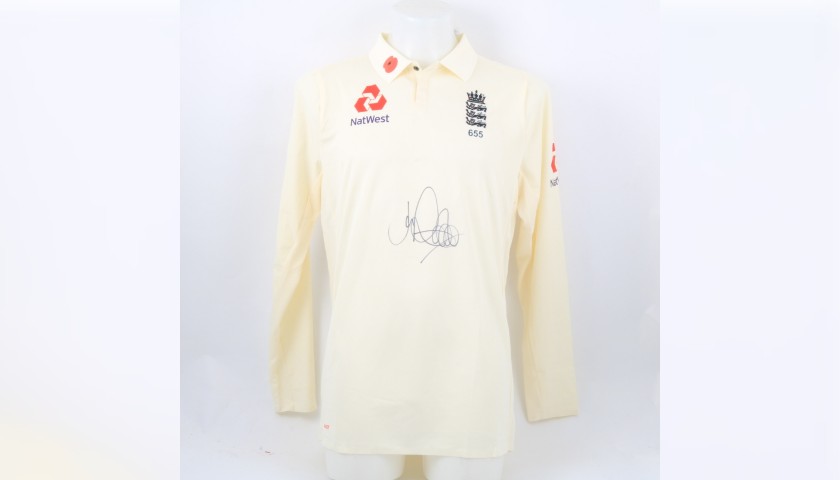 ECB 2018 Cricket Test Poppy Shirt Signed by Root