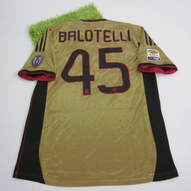Balotelli Milan match issued/worn shirt, Serie A 2013/2014