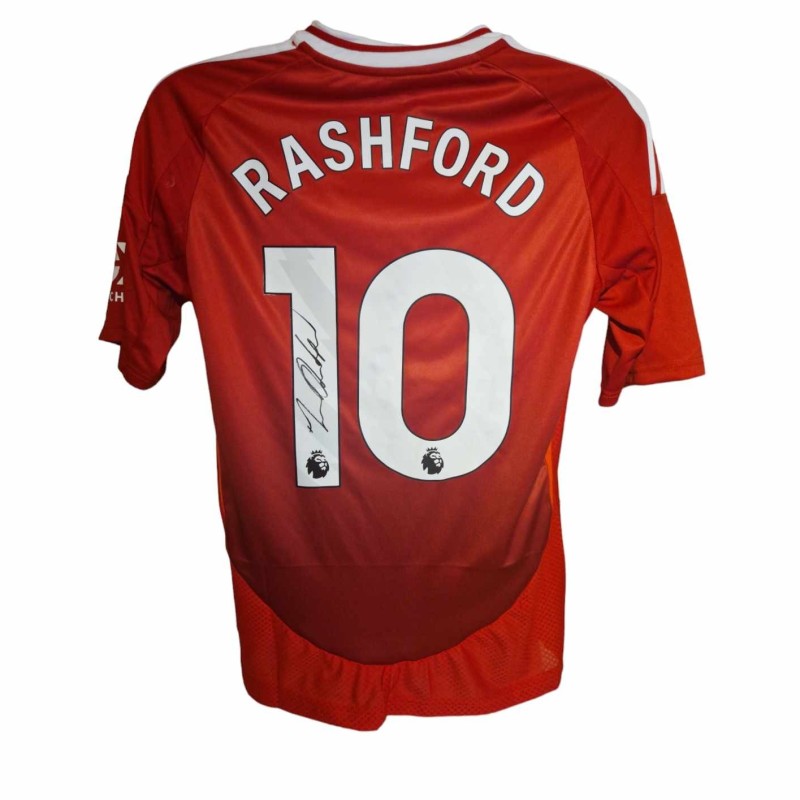 Maglia da calcio replica 24/25 firmata da Marcus Rashford del Manchester United