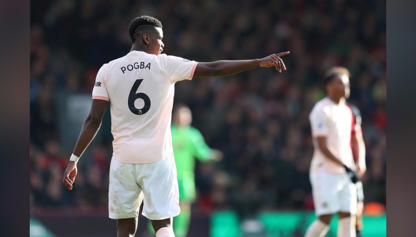 Pogba's Manchester Utd Match-Issue/Worn Poppy Shirt, 2018