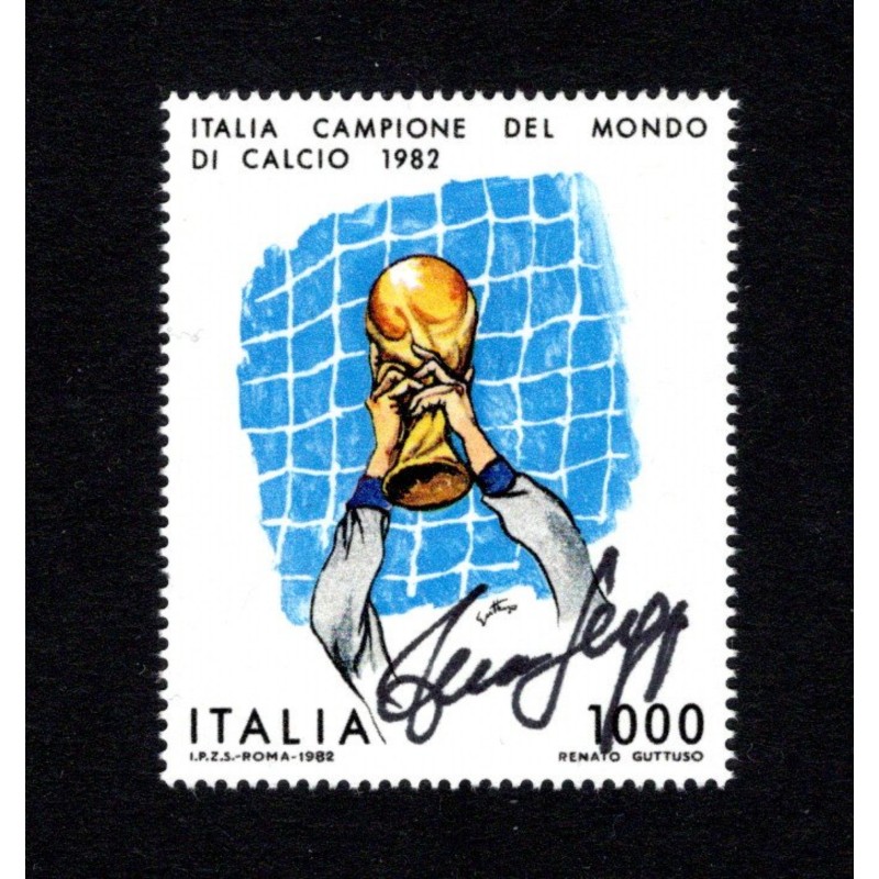 1,000 Lire 1982 Fifa World Cup - Stamp Signed by Franco Selvaggi