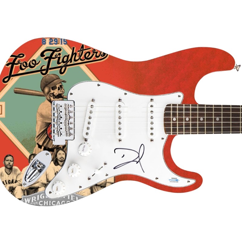 Dave Grohl dei Foo Fighters chitarra grafica con foto firmata