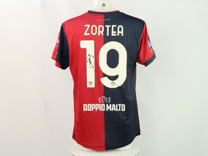 Zortea's Signed Unwashed Shirt, Parma vs Cagliari 2024