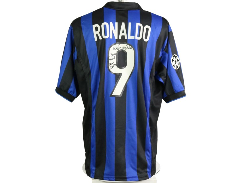 Ronaldo Official Inter Shirt, UCL 1998/99 - Signed with Dedication