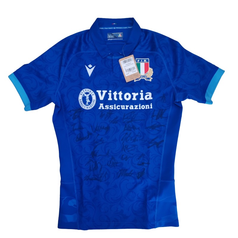 Italian National Rugby Team's Match-Issued Shirt - Signed by the Players