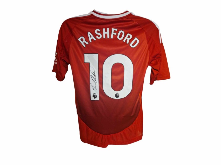 Maglia da calcio replica 24/25 firmata da Marcus Rashford del Manchester United