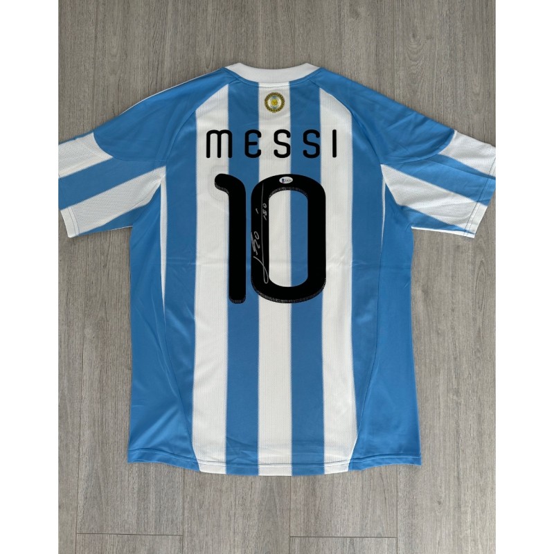 Maglia firmata di Messi contro la Corea del Sud nell'Argentina 2010, preparata