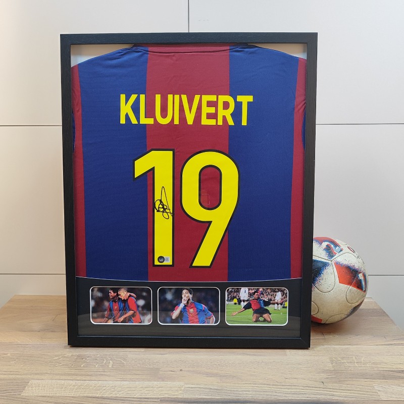 Patrick Kluivert's Barcelona Signed Shirt in a Deluxe High-Quality Frame