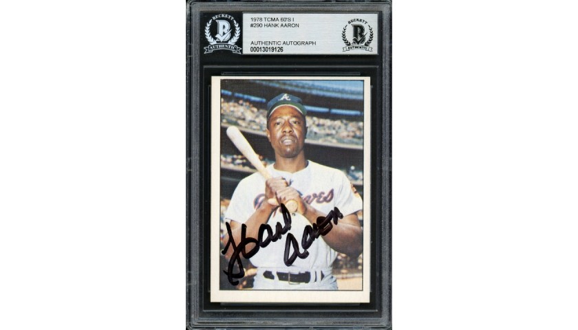 Hank Aaron Signed Rookie Baseball Card - CharityStars