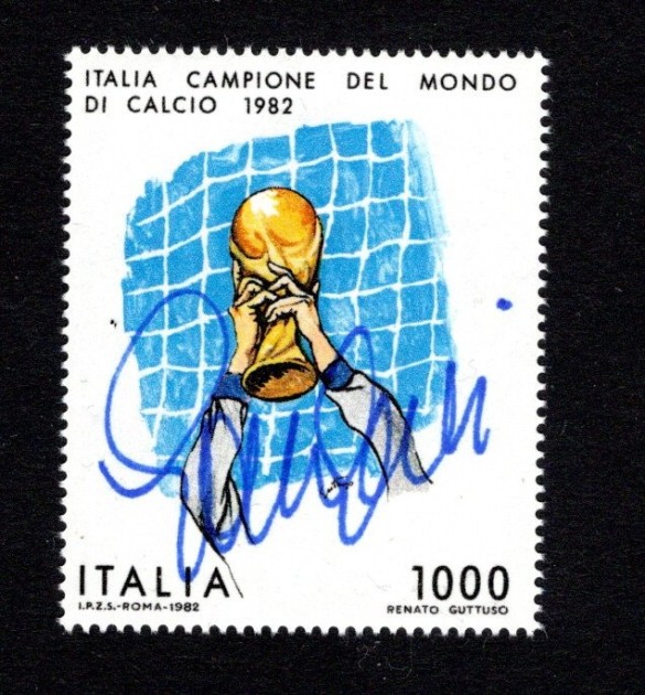 1,000 Lire 1982 Fifa World Cup - Stamp Signed by Giovanni Galli