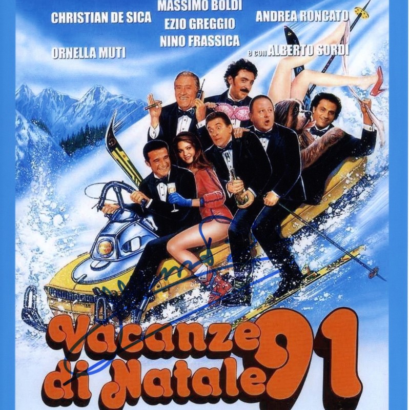 "Vacanze di Natale '91" - Poster Signed by Massimo Boldi