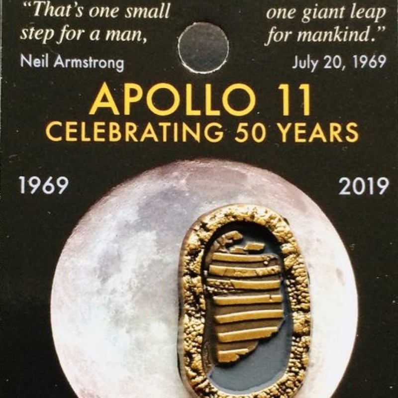 Official NASA First Steps on the Moon Pin with Metal Flown to the Moon