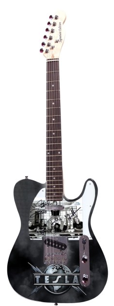 Tesla Band Signed Custom Graphics Guitar