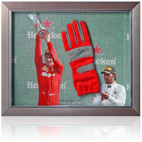 Charles Leclerc Signed Ferrari Glove Display