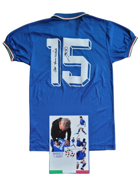 Baggio Official Italy Shirt, 1990 - Signed with Dedication