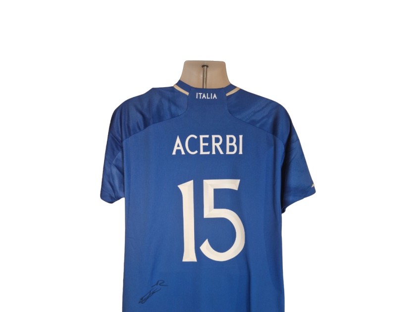 Francesco Acerbi Firmato Maglia Ufficiale Italia 2023-24 Home Football COA