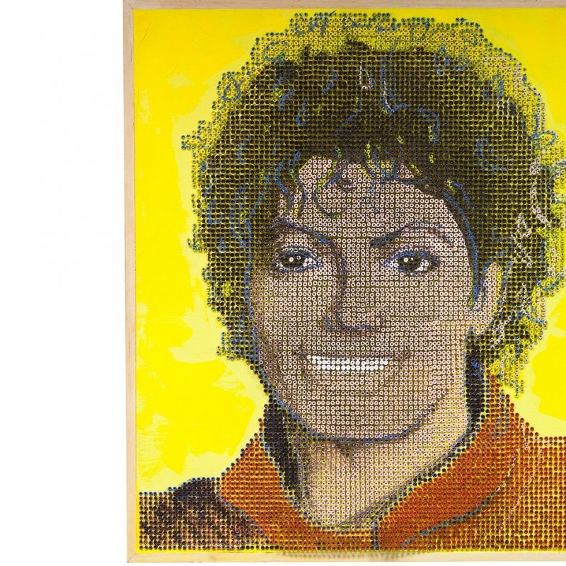 "Michael Jackson" - acrylic on 8000 self-tapping screws - Drill Monkeys Art Duo - 80x93x5 cm