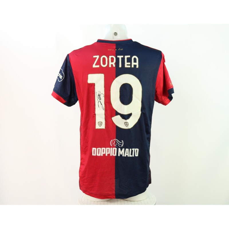 Maglia Zortea Unwashed, Udinese vs Cagliari 2024 - Autografata