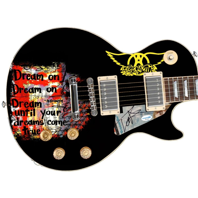 Tom Hamilton degli Aerosmith chitarra grafica personalizzata firmata