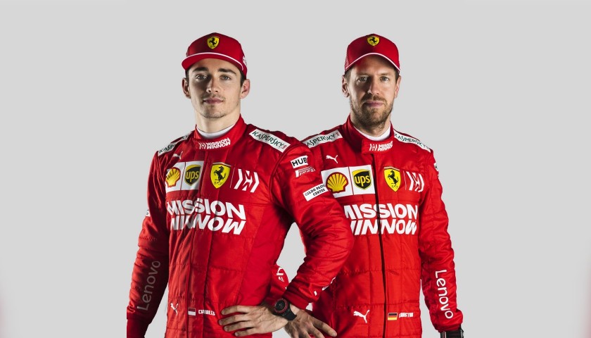 Ferrari Cap Signed by Vettel and Leclerc