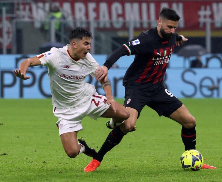 Giroud's Unwashed Signed Shirt, AC Milan vs Roma 2023 