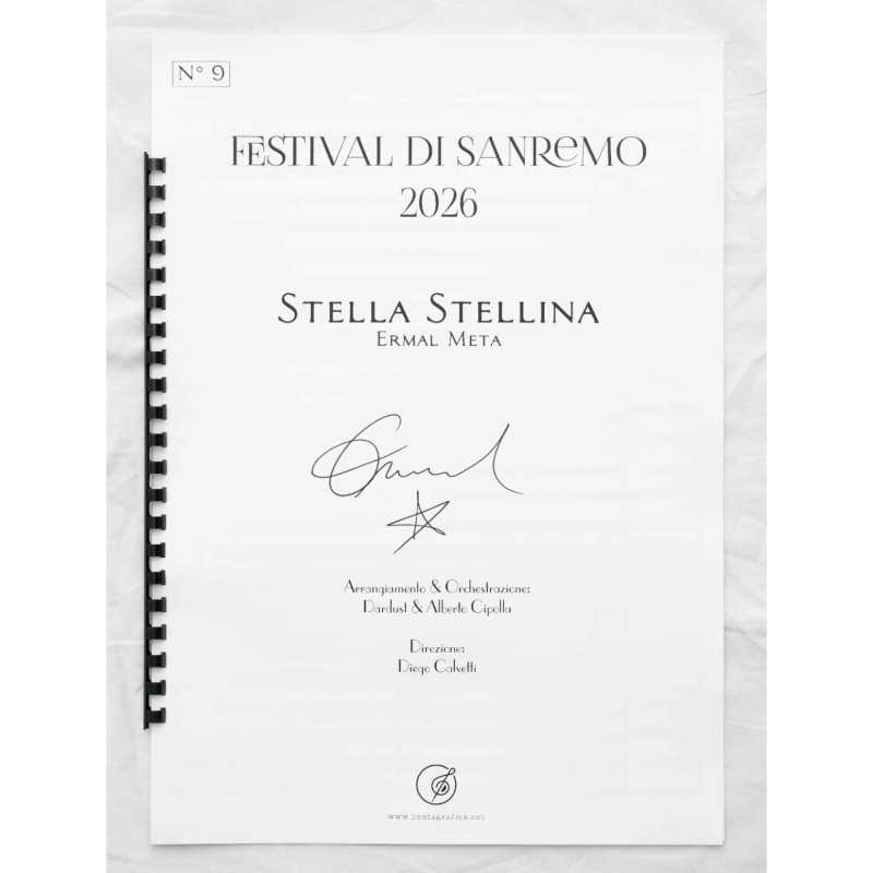 Signed Sheet Music of “Stella Stellina” by Ermal Meta, Donated for Sanremo 2026